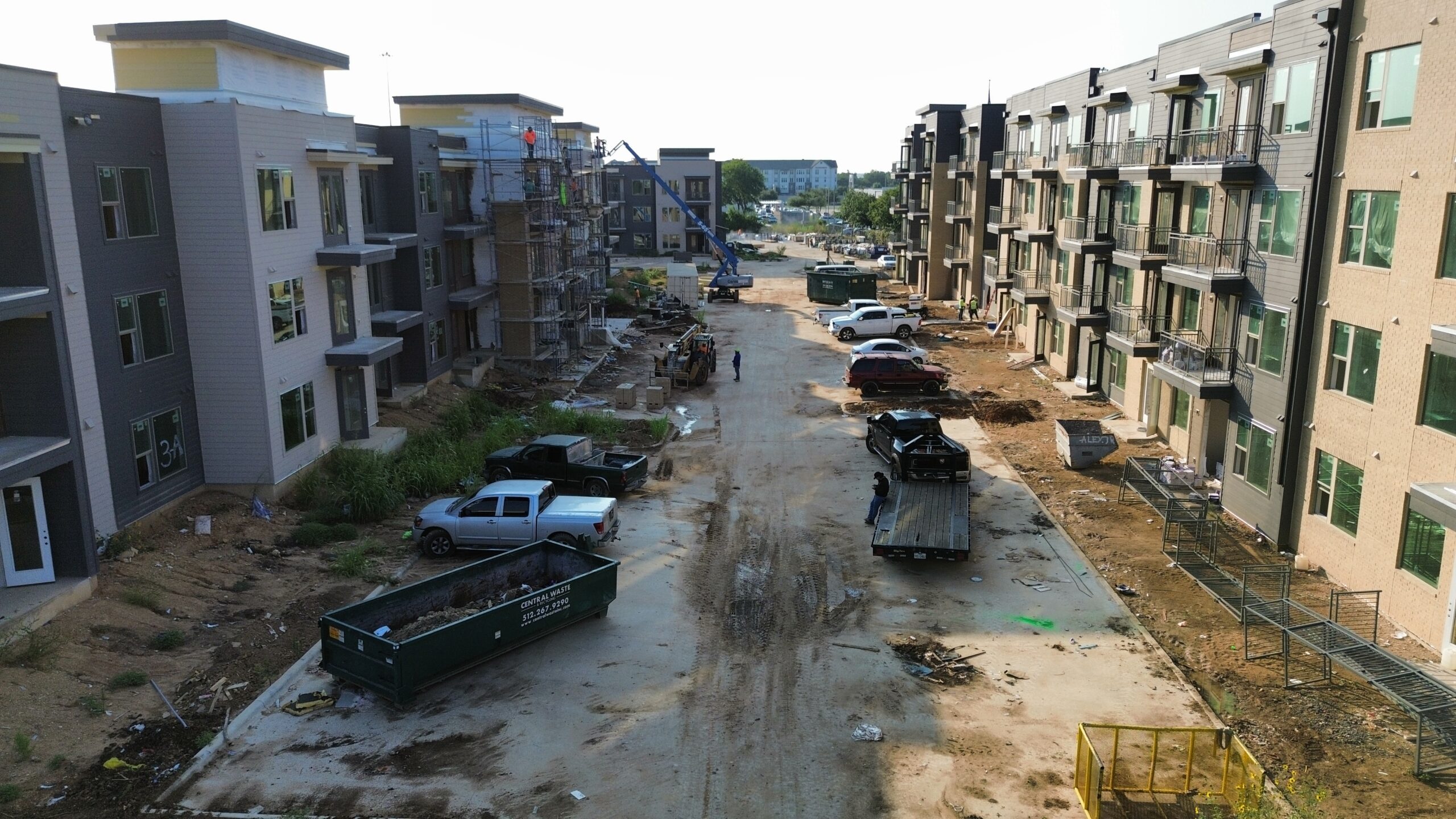 stucco and masonry services in Austin, TX on a new multi-family residential building.